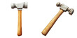 © Cici Design - Wooden carpenter hammers with realistic texture isolated on PNG background perfect for construction or workshop design