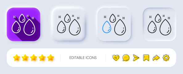 Poster - Water drop line icon. Neumorphic, Flat shadow, 3d buttons. Clean aqua sign. Liquid symbol. Line water drop icon. Social media icons. Vector