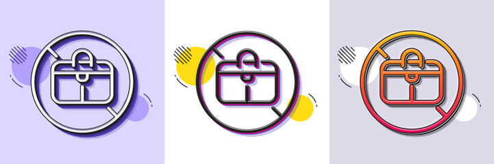 Poster - No handbag line icon. Halftone dotted pattern. Gradient icon with grain shadow. Forbidden hand baggage sign. Travel bag not allowed symbol. Line no handbag icon. Various designs. Vector
