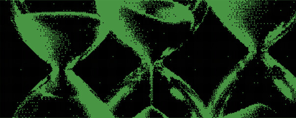 Poster - Unique abstract depiction of hourglasses in a vibrant green tone showcasing the passage of time and fleeting moments