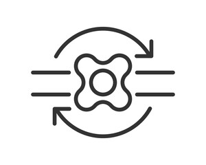 Poster - Minimalist icon of a cyclical process with arrows and a center object. Concept of flow, exchange, or renewable resources. Ideal for design, technology, or environmental themes.