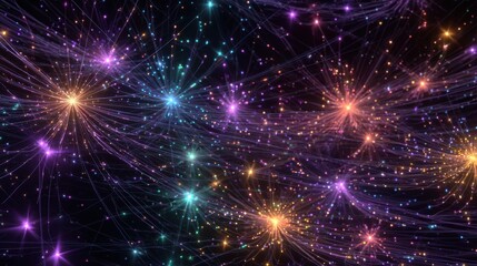 Poster - A colorful galaxy of stars with a purple star in the middle. The stars are all different colors and sizes