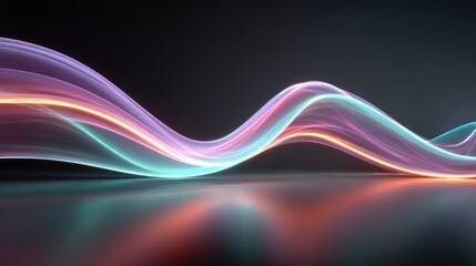 Poster - A colorful wave is displayed on a dark background. The colors are bright and vibrant, creating a sense of energy and movement. The image is abstract and artistic