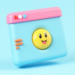 Poster - Happy smiley face in a pastel blue website browser icon
