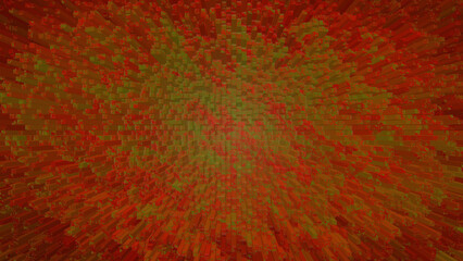 Fototapete - Abstract red and green 3d block pattern