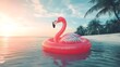 © UmerDraz - Flamingo float summer vacation tropical beach ocean sunrise inflatable pool toy travel destinatio