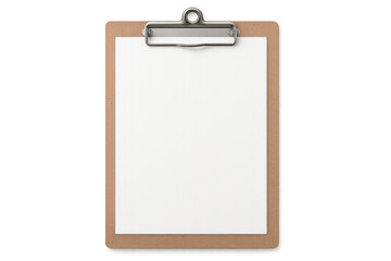 Fototapete - Blank white paper clipboard resting on transparent surface, ready for professional document placement and creative design applications