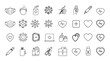 © shahbaz - Collection of medical and health related icons including masks, hand sanitizer, virus, and heart symbols created with generated ai