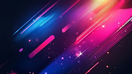 Poster - Abstract animation with dynamic pink, blue, and purple streaks on dark background, suggesting energy, speed, and futuristic movement