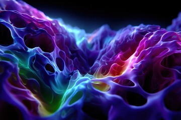 Poster - Colorful abstract organic shapes showcasing vibrant patterns in a digital landscape