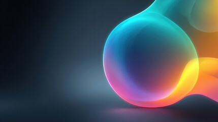 Poster - A colorful, abstract image of a sphere with a blue and yellow base. The sphere is surrounded by a black background