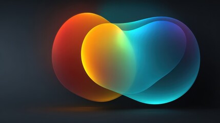 Poster - A colorful, abstract image of two overlapping spheres. The spheres are in different colors, with one being red and the other being blue. The image has a vibrant and dynamic feel