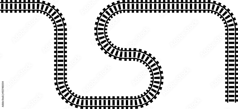 Railway train track route. Rail line, subway map, and railroad elements ...