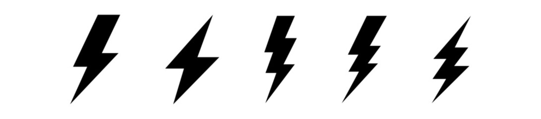 Poster - set of lightning bolt icons | Power, energy, flash icons | Thunder bolt icon
