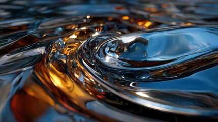 Poster - The reflective surface of water captures vibrant colors and shapes, creating a visual display that highlights the beauty of nature in a tranquil setting during golden hour.
