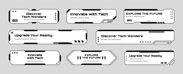 Poster - Hud text box frame vector layout for future interface design and cyber graphic element. Technology and innovation concept.