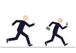 © Vector Factory - Two figures chase, one holding a briefcase, the other fleeing. A stark visual representation of 'Chase Stop'. Clean, minimalist illustration.