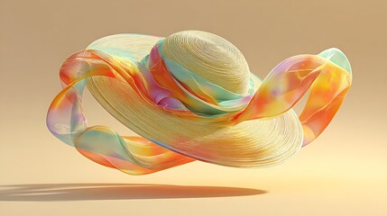 Leinwandbilder - Abstract sculpture with flowing fabric and textured sphere on a light beige background surface