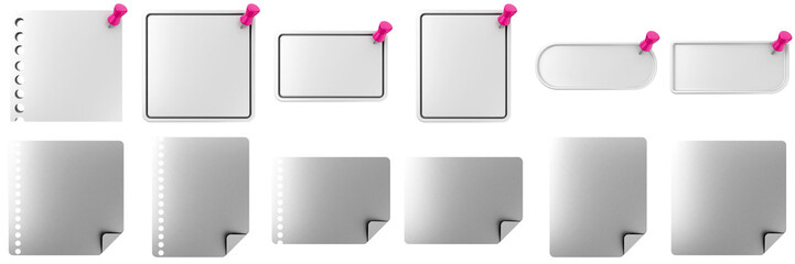 3d message pin blank comment sticky note paper text box speech bubble icon set bundle illustration