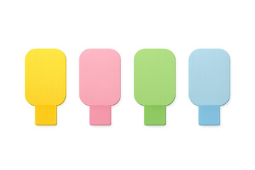 Fototapete - Four colorful sticky notes on a transparent background provide ample space for text or design elements