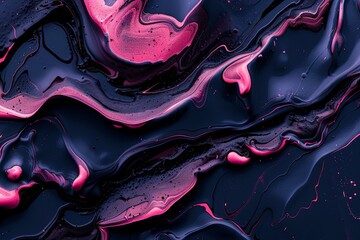 Poster - Abstract painting with pink and dark purple swirls indoors