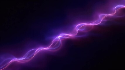 Poster - Abstract Purple Glowing Wave with Particle Details on Dark Background Perfect for Futuristic or Technology Concepts