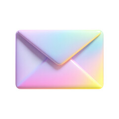 Poster - A Colorful 3D Rendering of a Transparent Email Envelope Icon with a Clean and Modern Aesthetic Design