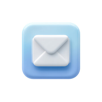 A Clean 3D Render of a Transparent PNG Email Envelope Icon in a Variety of Colors