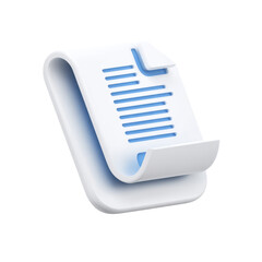 Poster - A 3D Rendered Icon of a Clean and Transparent Paper Document File Featuring Lines on a White Background