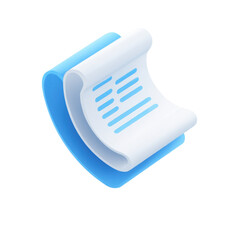 Poster - A Stylized 3D Icon of a Stack of Papers Representing a Document File Clean Minimalist and Transparent PNG