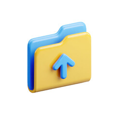 Poster - A Clean Transparent 3D PNG Icon of a Yellow Folder with an Arrow Symbolizing Transfer and Upload of Files