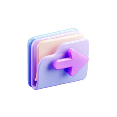 Poster - A Transparent PNG Icon of a Clean 3D Folder with an Arrow for File Transfer Services and Applications