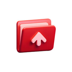 Poster - A Clean Transparent PNG 3D Icon of a Red Folder with a Pink Arrow for File Transfer