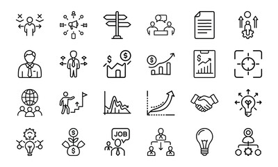 Poster - A comprehensive set of business and finance icons representing strategy growth and success