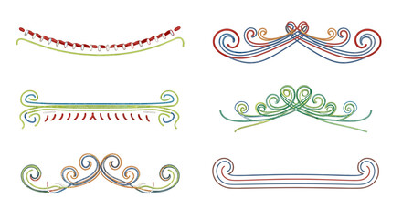 Fototapete - Illustration showing six abstract designs with swirls and lines in various colors and arrangements