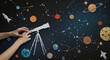 © StockDignity - Hands Using Telescope Explore Outer Space Illustration