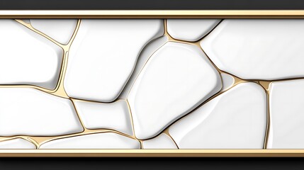 Poster - Abstract panel with fluid white shapes and golden veins in a frame