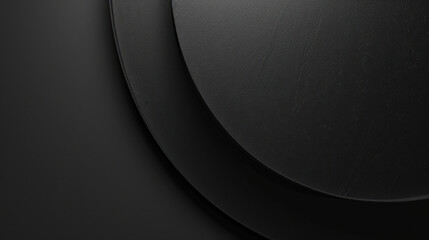Poster - Smooth black surface with layered circular shapes creating modern and minimalist aesthetic. subtle texture adds depth, making it ideal for backgrounds or design elements