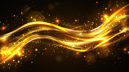 Poster - golden abstract background with glowing lines and soft bokeh effects creates vibrant and dynamic atm