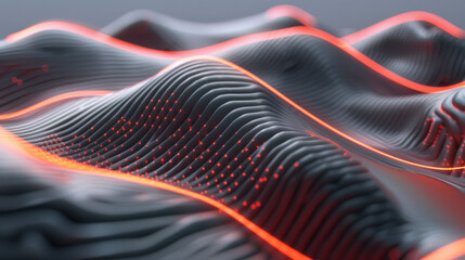 Poster - Digital data streams create abstract patterns with flowing waves and illuminated lines, evoking sense of movement and energy in modern, technological landscape