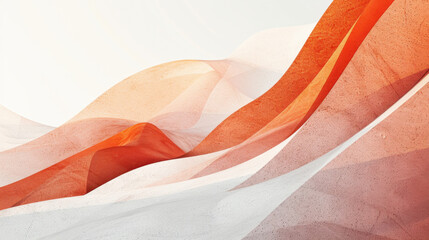 Poster - abstract waves in soft shades of red and white create serene and dynamic composition, showcasing irr