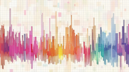 Poster - Colorful stacked area graph over light grid background, showcasing vibrant hues and dynamic shapes that evoke sense of energy and creativity. This abstract design is perfect for data visualization