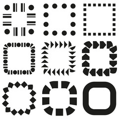 Leinwandbilder - Geometric frame collection. Abstract Vector borders. Assorted shape elements. Decorative outline set.