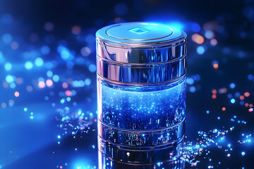 Poster - A cylindrical container with a glowing interior.