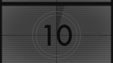 Poster - Displaying countdown on screen showing static noise, rotating text fragment, counting numerals