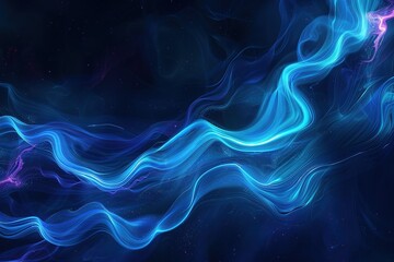 Poster - Abstract flowing energy wave in blue tones with hints of purple Stars fill the background