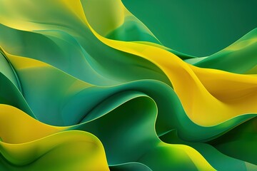 Poster - Abstract flowing forms in shades of green and yellow create a sense of movement