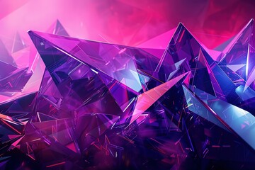 Poster - Abstract image featuring sharp crystalline structures with vibrant pink and purple hues