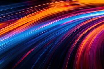 Poster - Abstract Light Streaks: Dynamic flow of vibrant orange blue and pink energy trails
