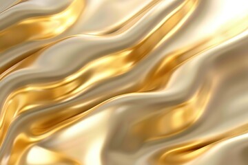 Poster - Abstract waves of shimmering gold fabric creating a sense of luxury and elegance